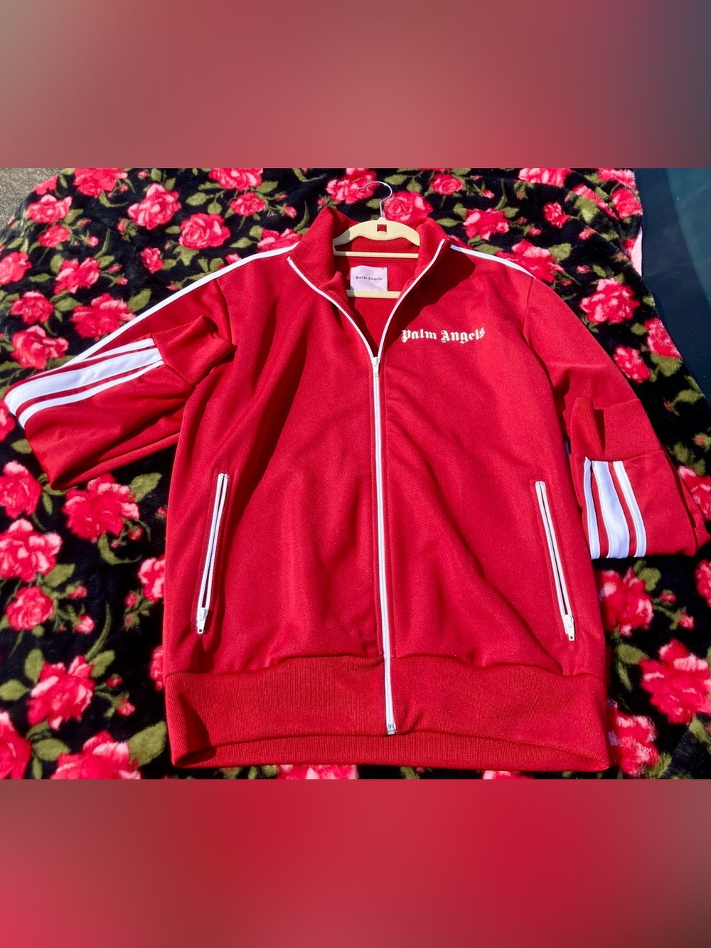 Palm Angels Red Graphic Windbreaker Jacket Men’s XL